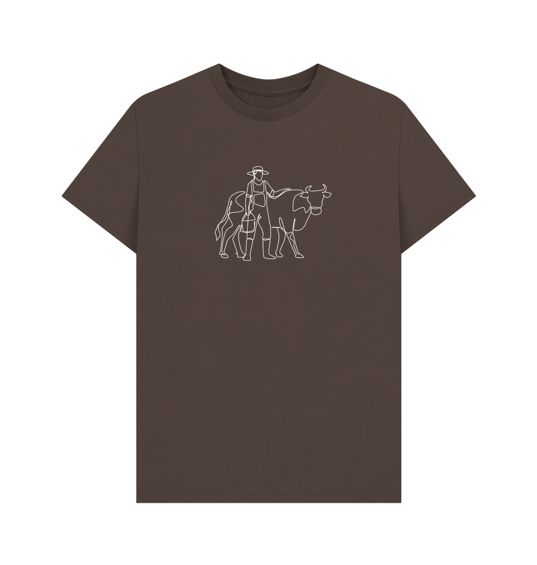 Chocolate Men's Cow Organic Cotton Basic Tee (White)