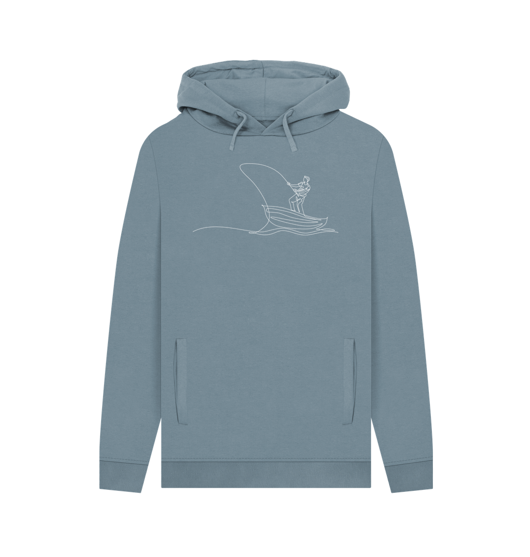 Stone Blue Men's Fisherman Organic Cotton Pullover Hoodie (White)