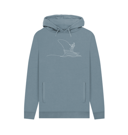 Stone Blue Men's Fisherman Organic Cotton Pullover Hoodie (White)