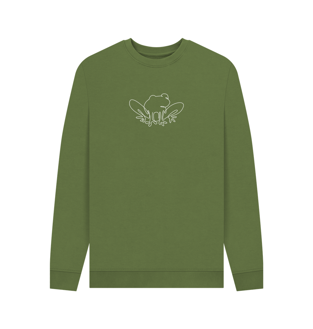 Khaki Men's Frog Organic Cotton Crewneck Sweater (White)