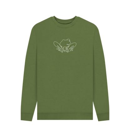 Khaki Men's Frog Organic Cotton Crewneck Sweater (White)