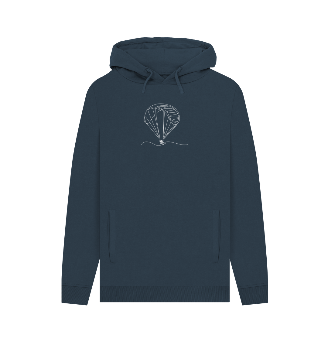 Navy Men's Parachute Organic Cotton Pullover Hoodie (White)