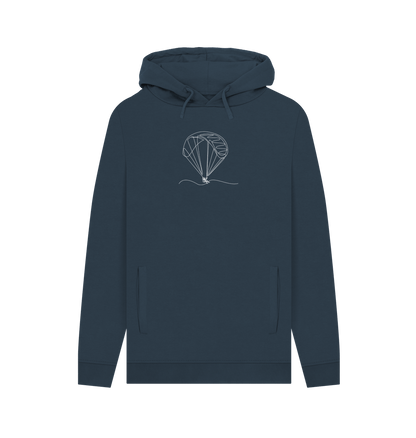 Navy Men's Parachute Organic Cotton Pullover Hoodie (White)