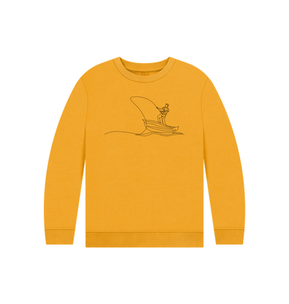 Mustard Kid's Fisherman Organic Cotton Crewneck Sweater (Black)