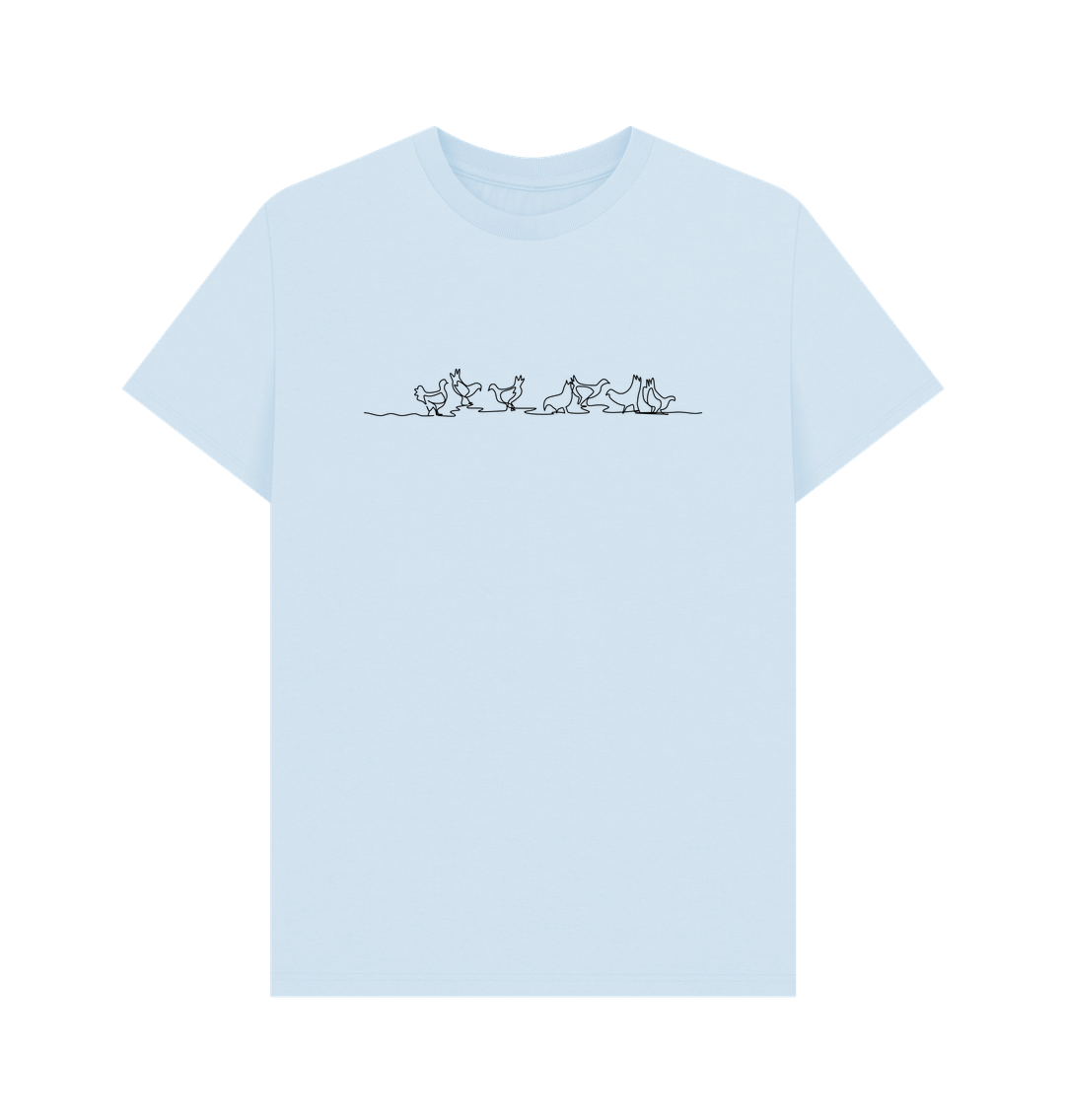 Sky Blue Men's Chickens Organic Cotton Basic Tee (Black)