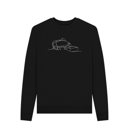 Black Women's Sheep Organic Cotton Crewneck Sweater (White)