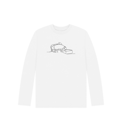 White Kid's Sheep Organic Cotton Long Sleeve Tee (Black)