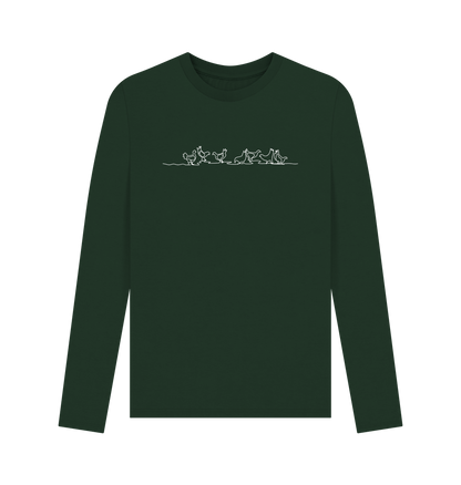 Evergreen Men's Chickens Organic Cotton Long Sleeve Tee - White Design