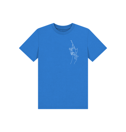 Bright Blue Kid's Climber Basic T-Shirt - White