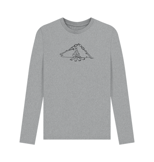 Athletic Grey Men's S'mores Organic Cotton Long Sleeve Tee - Black Design