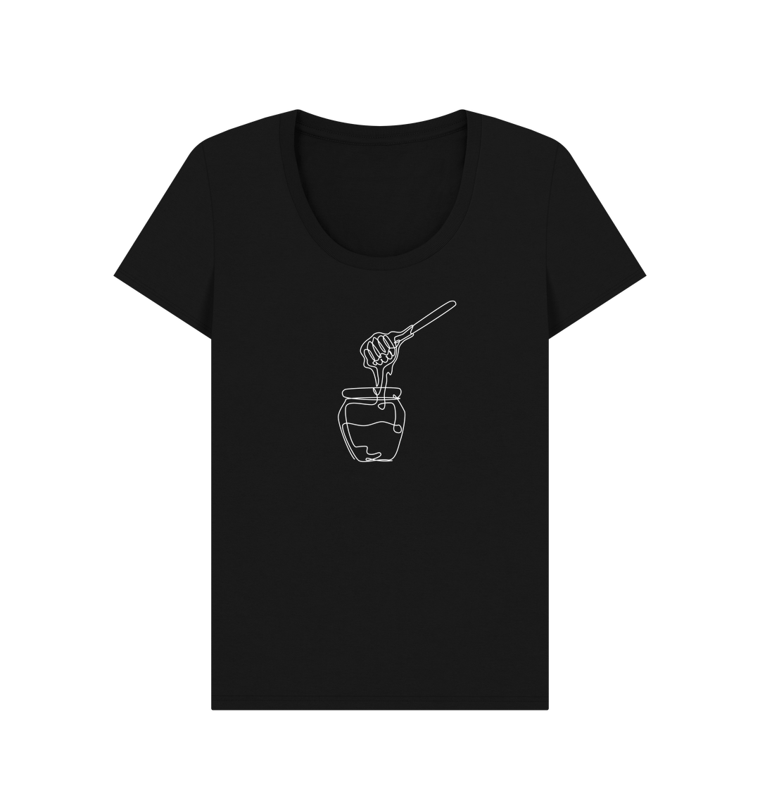 Black Women's Honey Scoop Neck T-Shirt - White