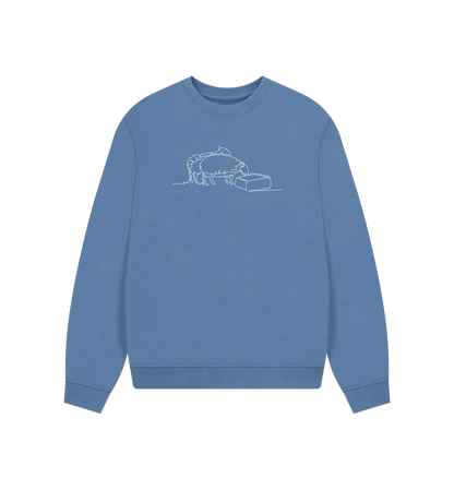 Solent Women's Sheep Organic Cotton Oversized Crewneck - White Design