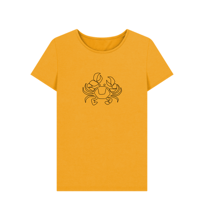 Mustard Women's Crab Organic Cotton Crewneck Tee (Black)