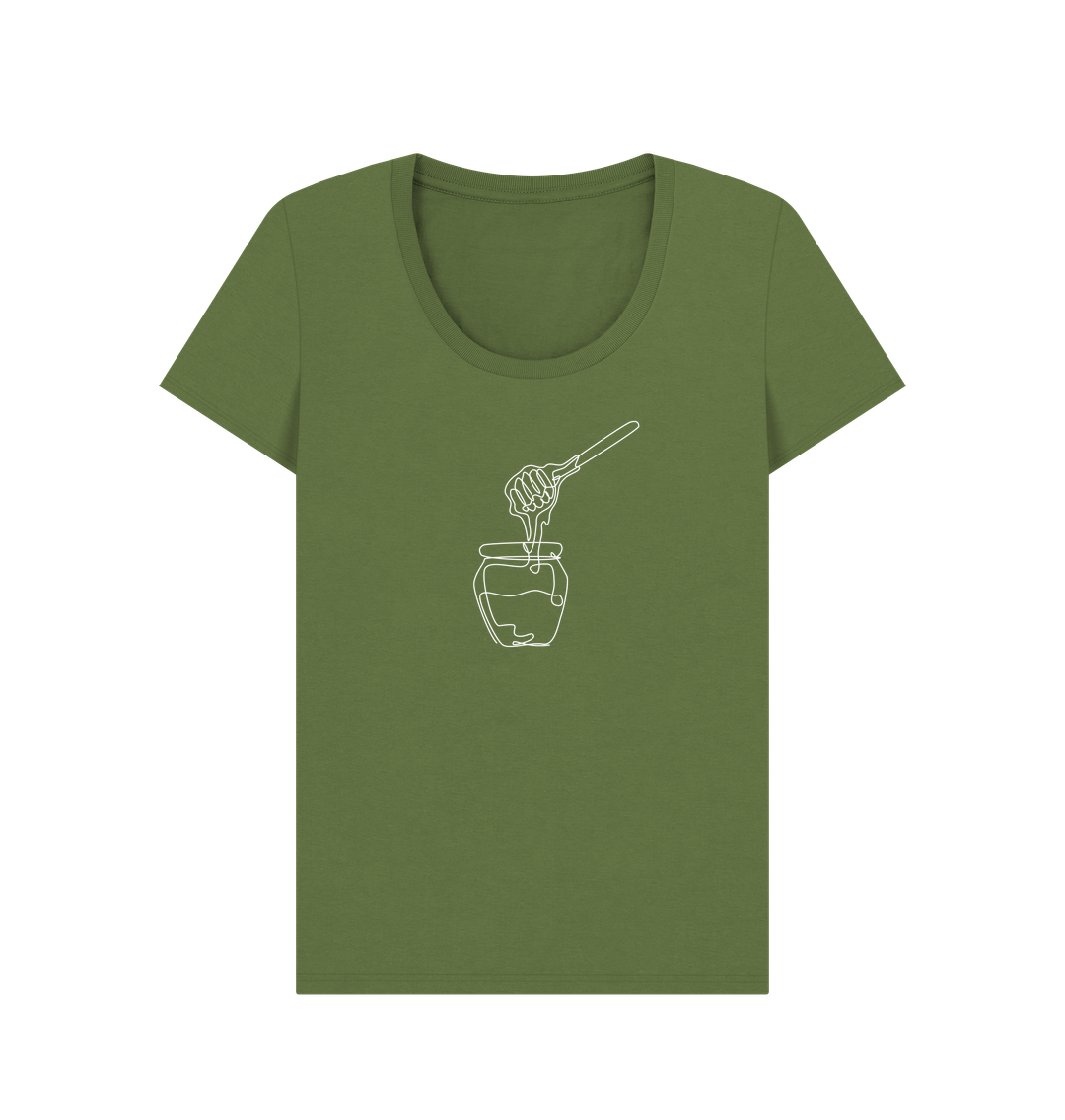 Khaki Women's Honey Scoop Neck T-Shirt - White