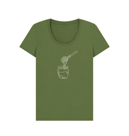 Khaki Women's Honey Scoop Neck T-Shirt - White