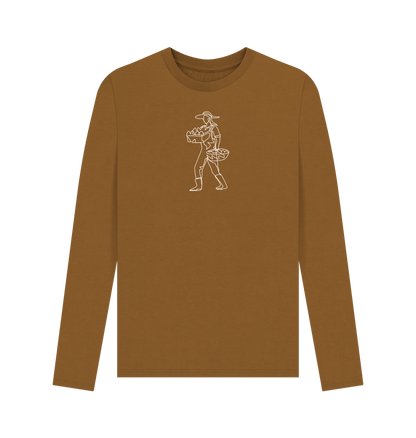 Brown Men's Harvest Organic Cotton Long Sleeve Tee - White Design