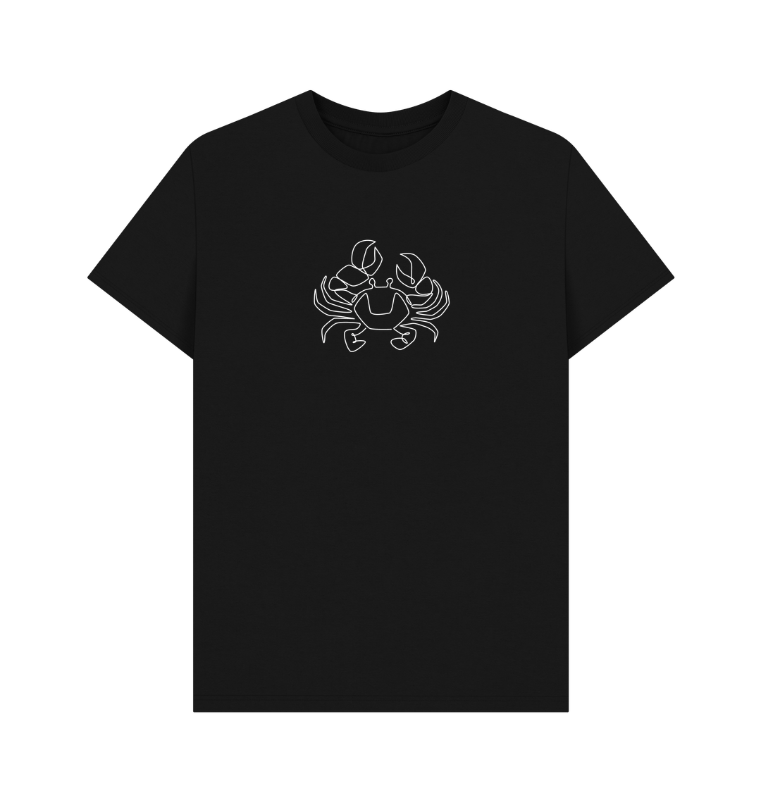 Black Men's Crab Organic Cotton Basic Tee (White)