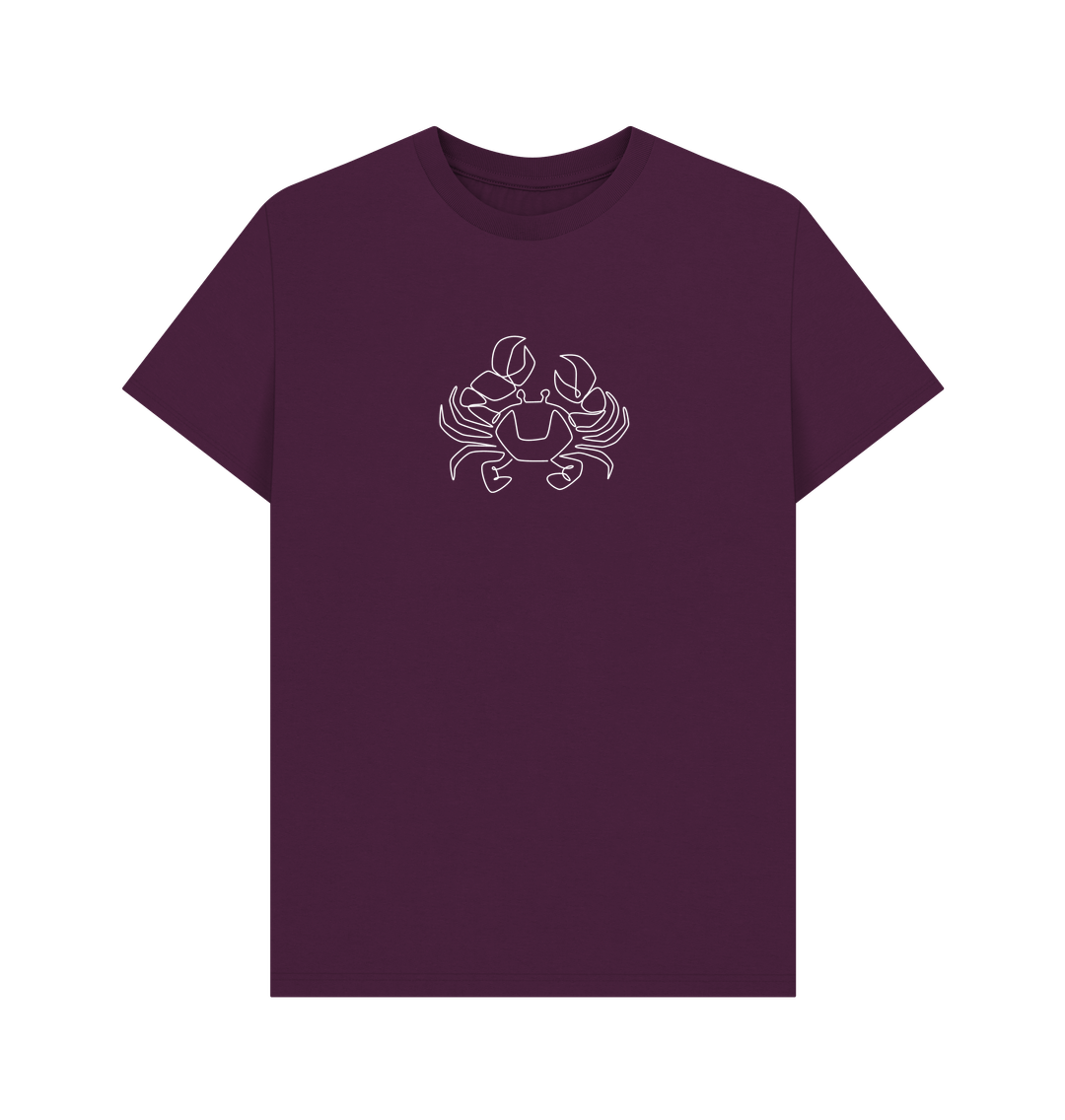 Purple Men's Crab Organic Cotton Basic Tee (White)