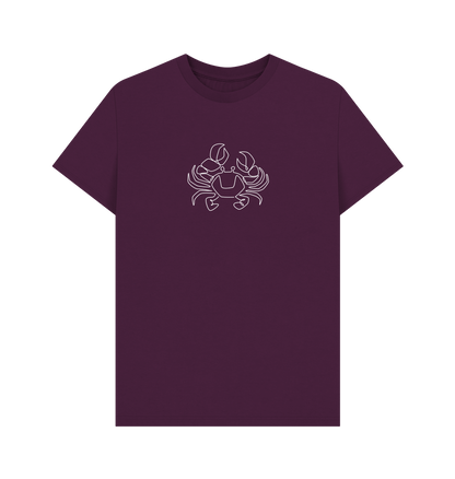 Purple Men's Crab Organic Cotton Basic Tee (White)