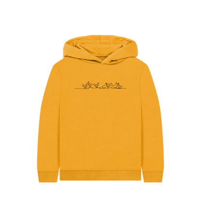 Mustard Kid's Chickens Organic Cotton Pullover Hoodie (Black)