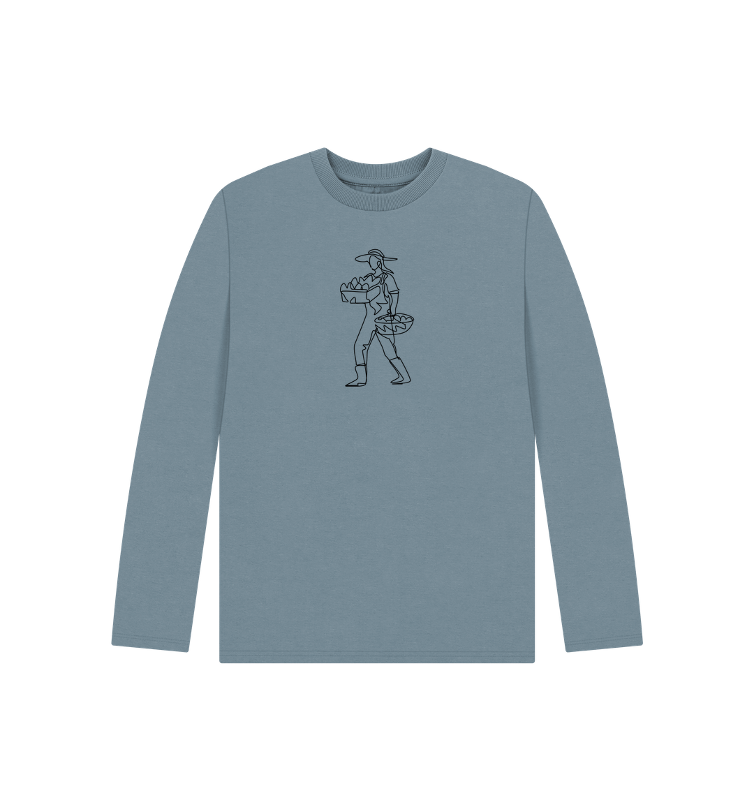 Stone Blue Kid's Harvest Organic Cotton Long Sleeve Tee (Black)