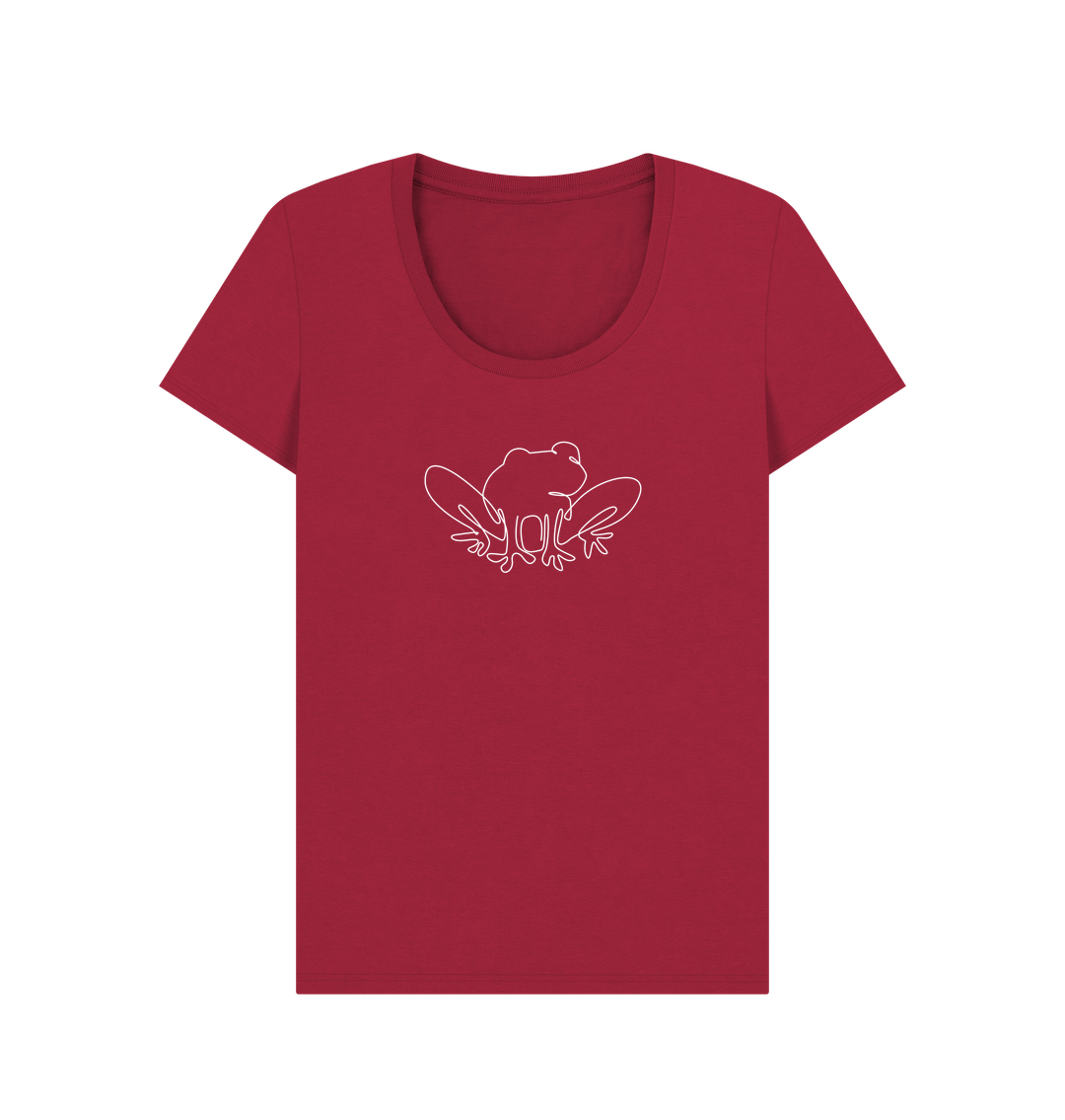 Cherry Women's Frog Organic Cotton Scoop Neck Tee (White)