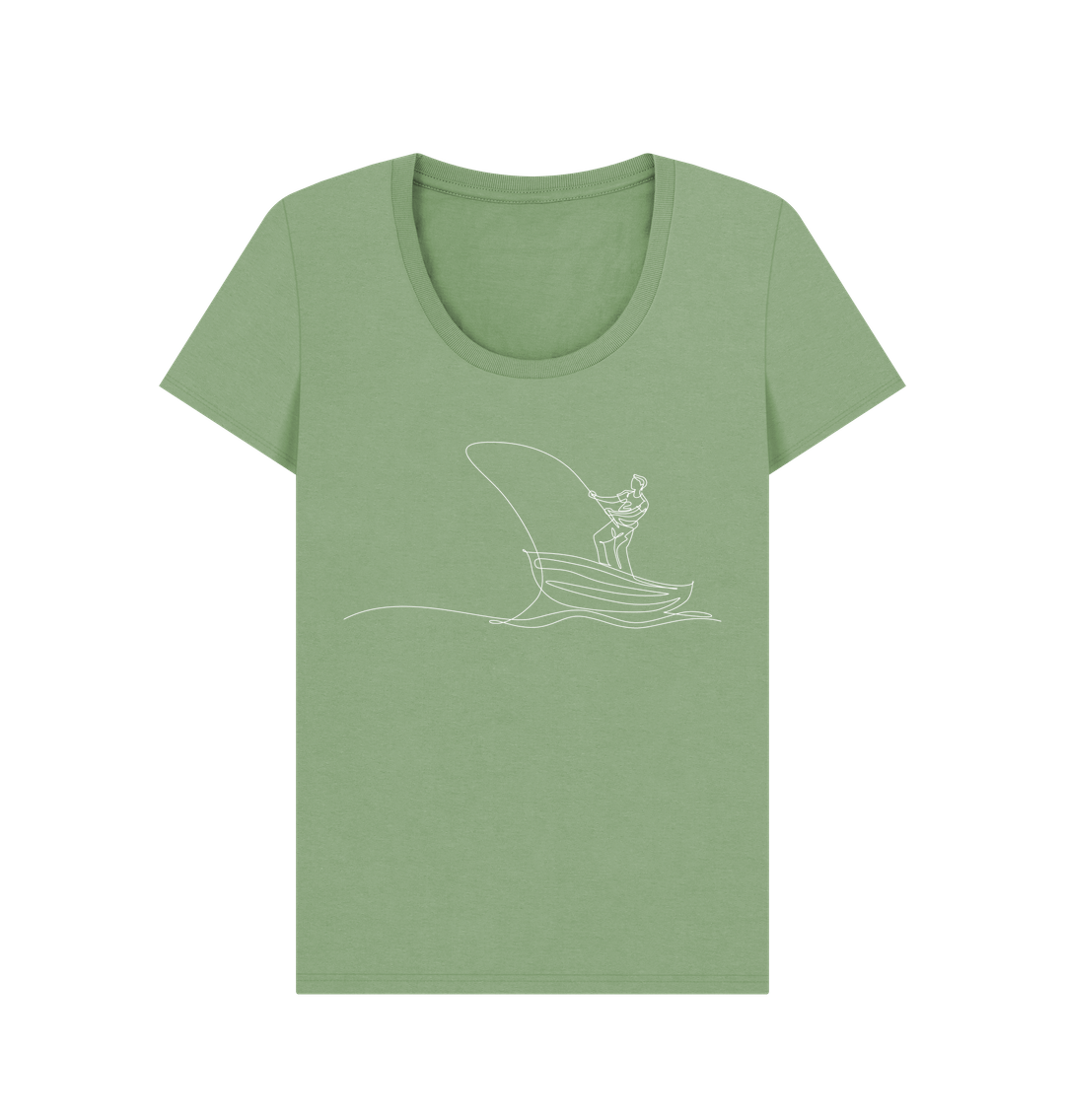 Sage Women's Fisherman Organic Cotton Scoop Neck Tee (White)