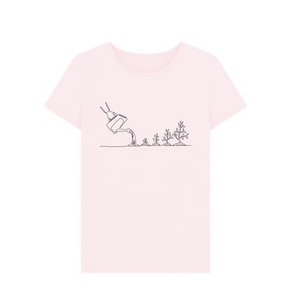 Pink Women's Gardening Organic Cotton Crewneck Tee (Black)