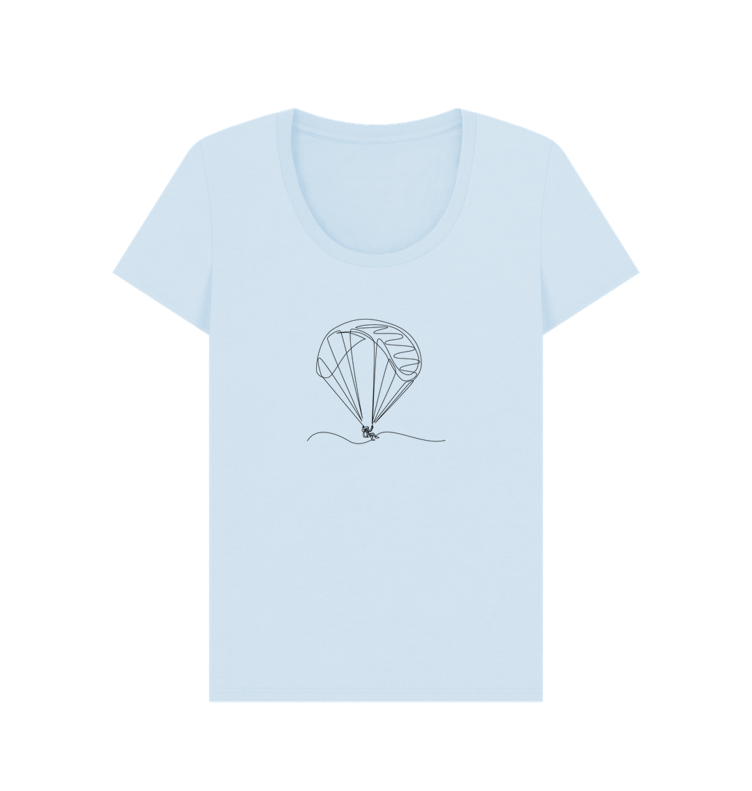 Sky Blue Women's Parachute Organic Cotton Scoop Neck Tee (Black)