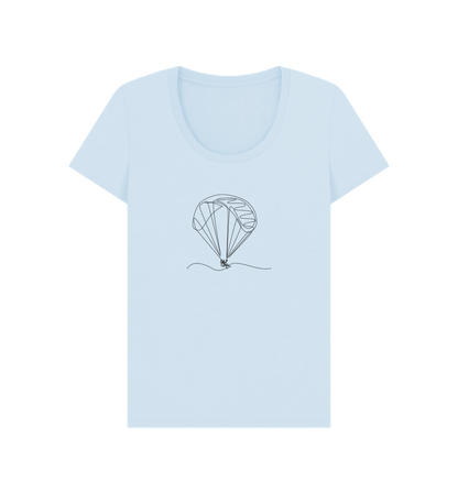 Sky Blue Women's Parachute Organic Cotton Scoop Neck Tee (Black)