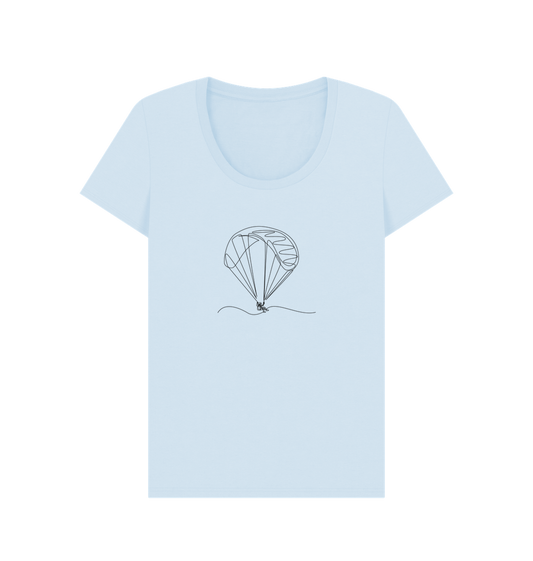 Sky Blue Women's Parachute Organic Cotton Scoop Neck Tee (Black)