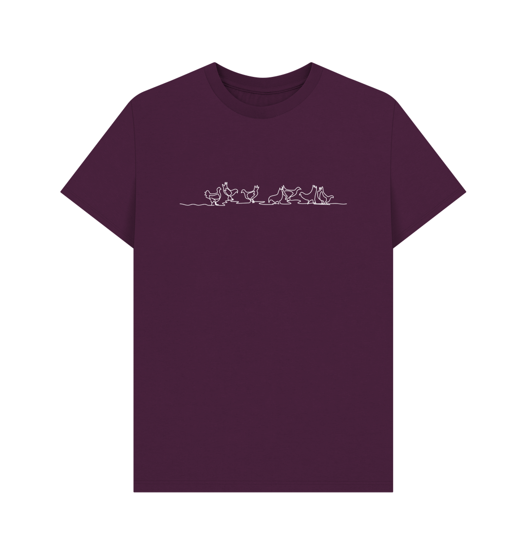 Purple Men's Chickens Organic Cotton Basic Tee (White)