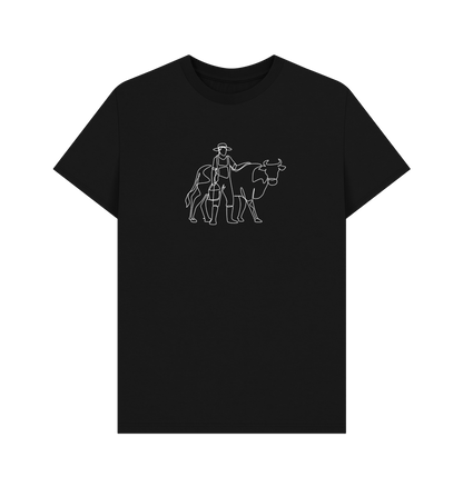 Black Men's Cow Organic Cotton Basic Tee (White)