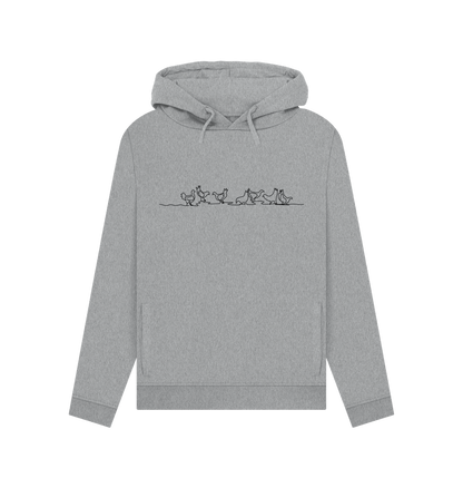 Light Heather Women's Chickens Organic Cotton Pullover Hoodie (Black)