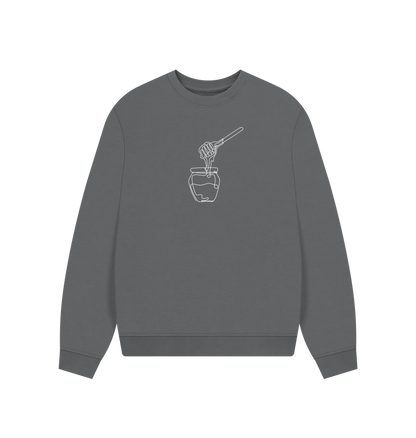 Slate Grey Women's Honey Organic Cotton Oversized Crewneck (White)