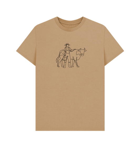 Sand Men's Cow Organic Cotton Basic Tee (Black)