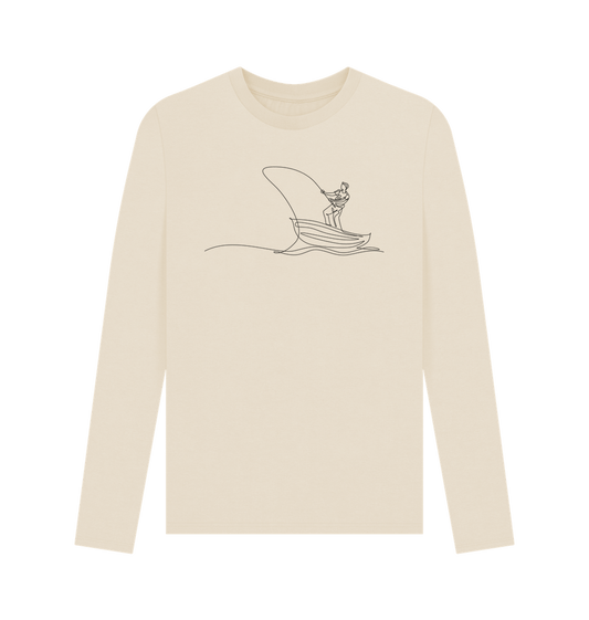 Oat Men's Fisherman Organic Cotton Long Sleeve Tee - Black Design