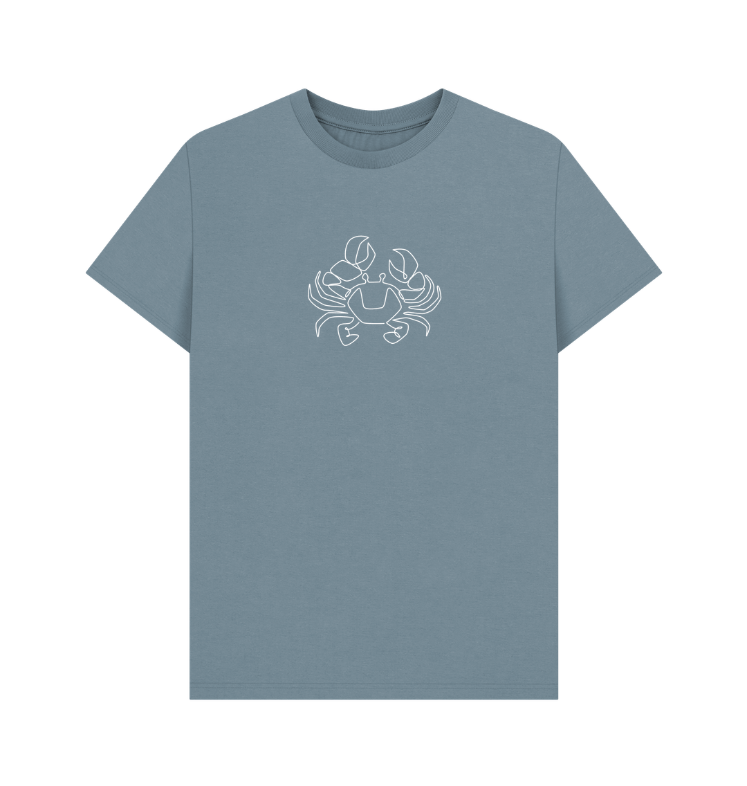 Stone Blue Men's Crab Organic Cotton Basic Tee (White)