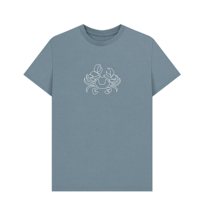 Stone Blue Men's Crab Organic Cotton Basic Tee (White)