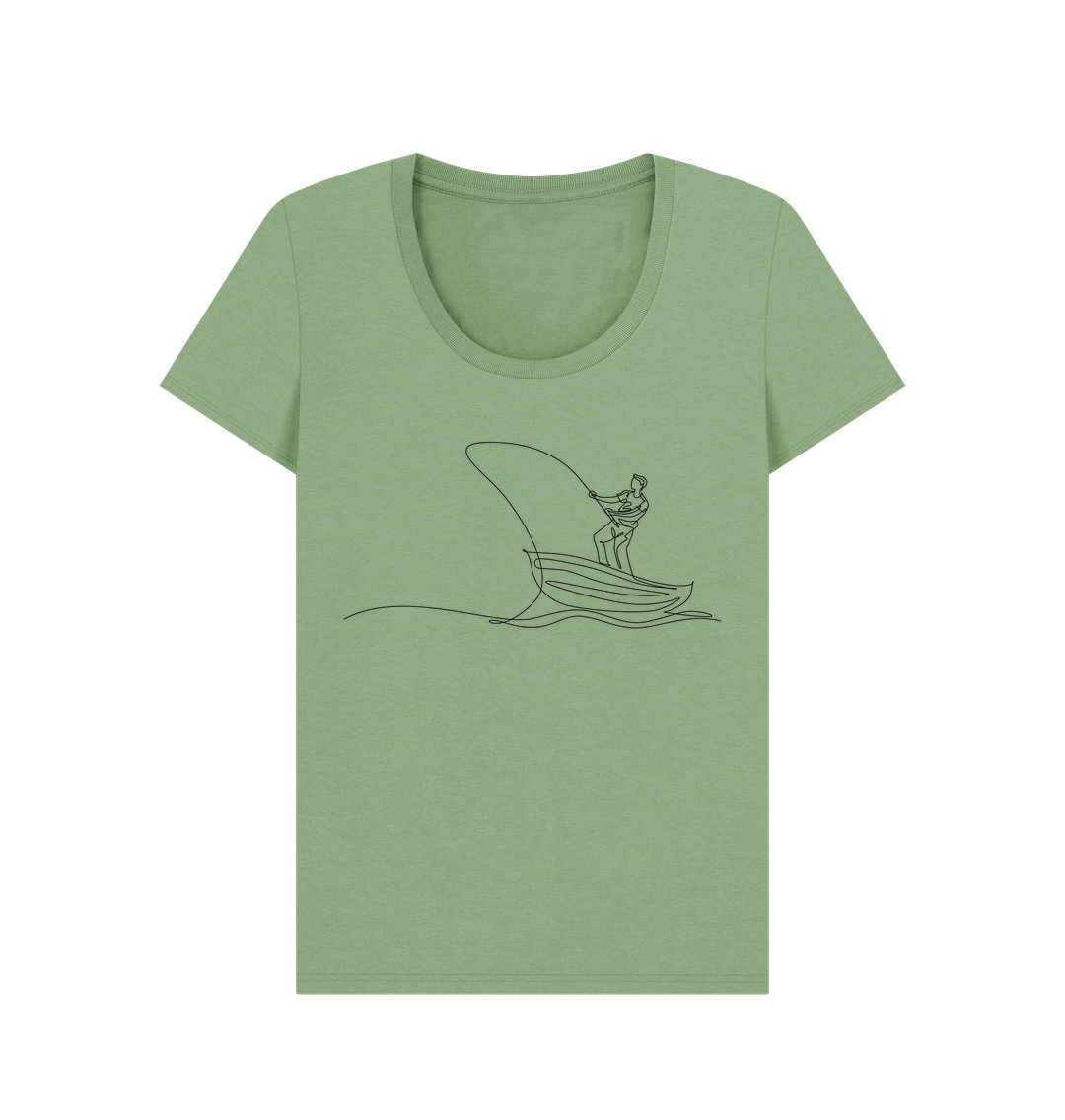 Sage Women's Fisherman Organic Cotton Scoop Neck Tee (Black)