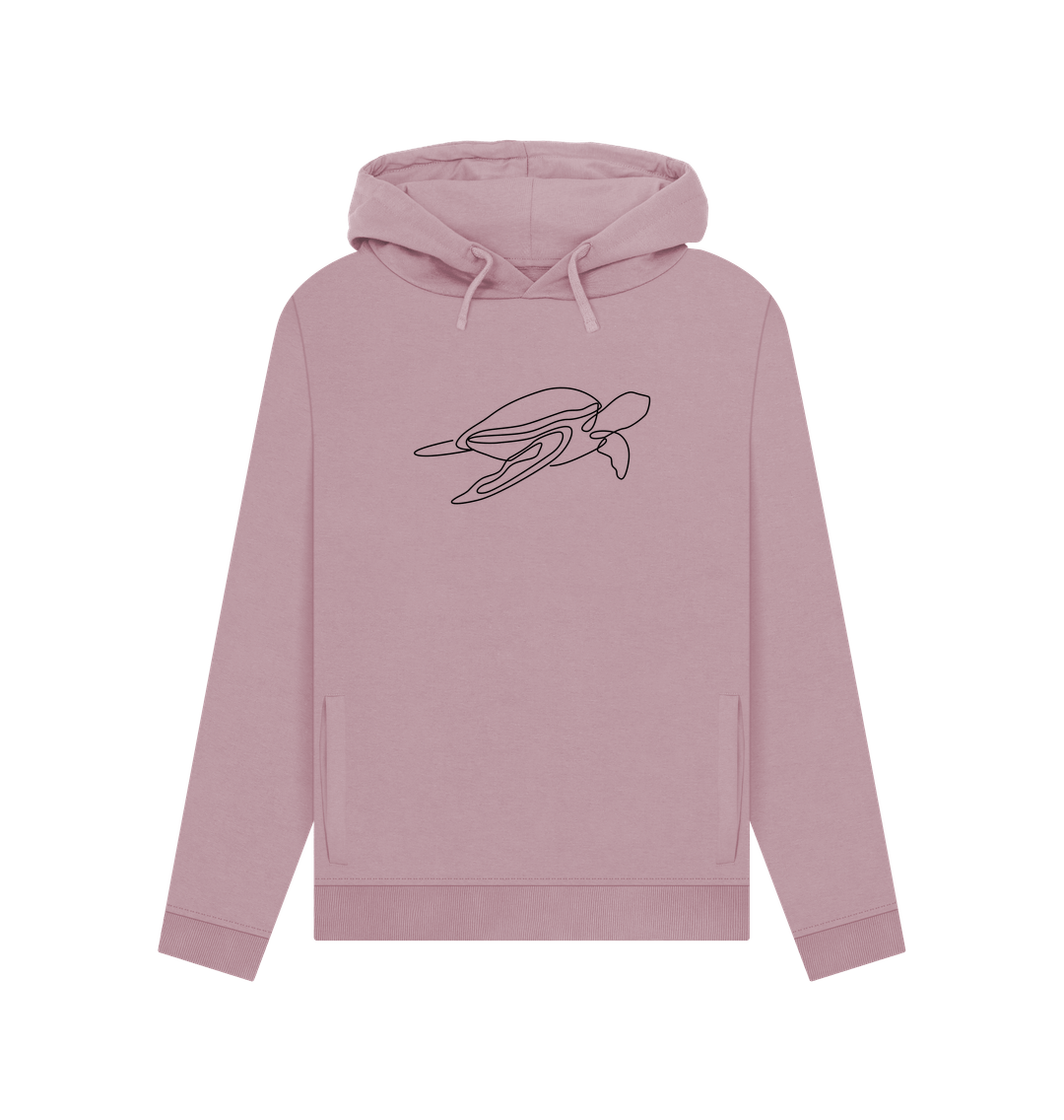 Mauve Women's Sea Turtle Organic Cotton Pullover Hoodie (Black)