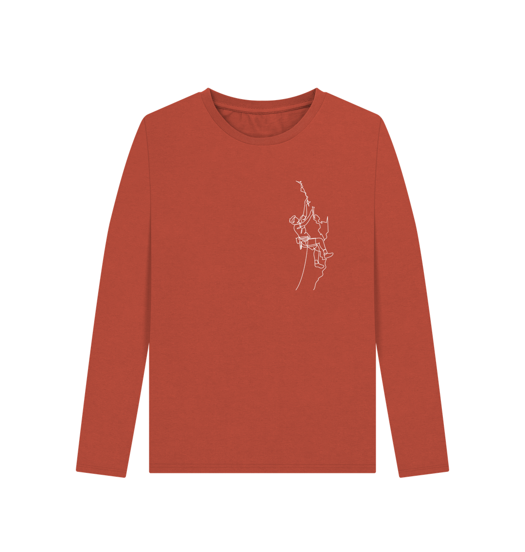 Rust Women's Climber Organic Cotton Long Sleeve Tee (White)