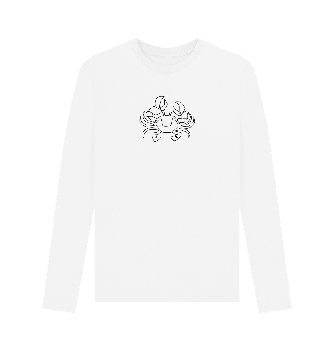 White Men's Crab Organic Cotton Long Sleeve Tee (Black)