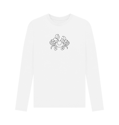 White Men's Crab Organic Cotton Long Sleeve Tee (Black)