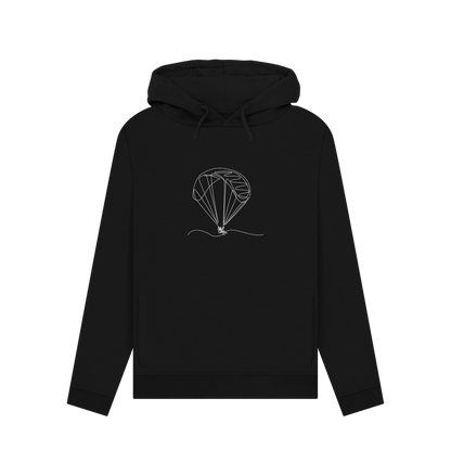 Black Women's Parachute Organic Cotton Pullover Hoodie (White)