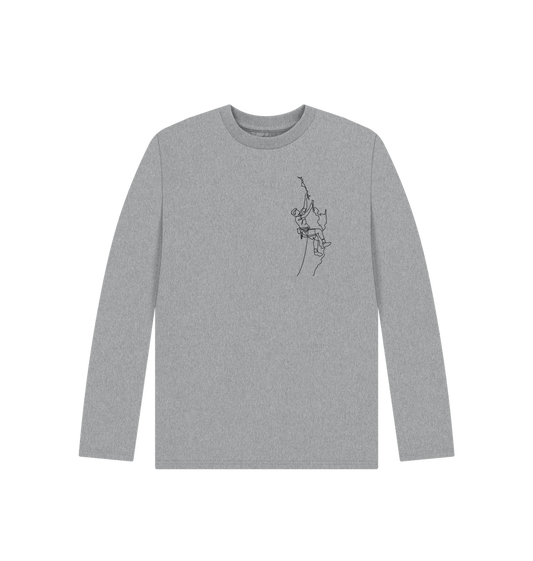 Athletic Grey Kid's Climber Organic Cotton Long Sleeve Tee (Black)