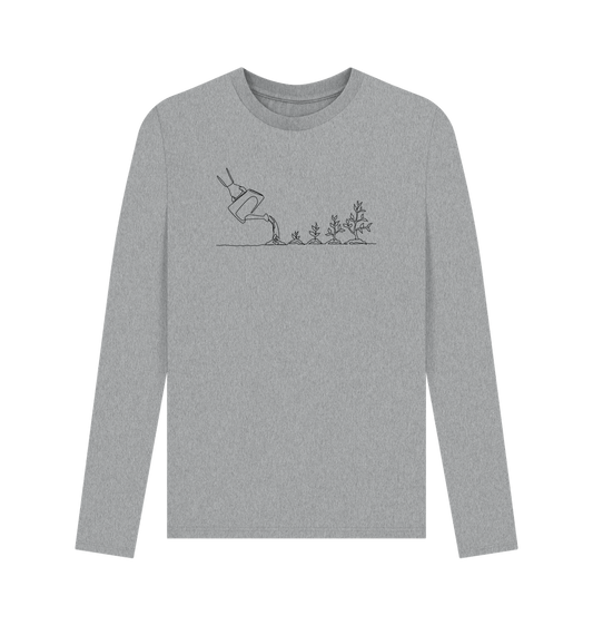 Athletic Grey Men's Gardening Organic Cotton Long Sleeve Tee (Black)