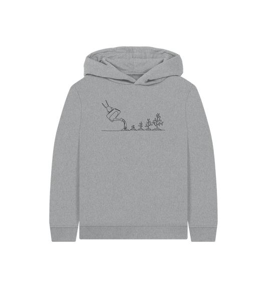 Athletic Grey Kid's Gardening Organic Cotton Pullover Hoodie (Black)