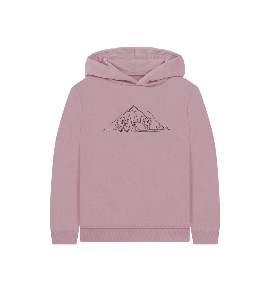 Mauve Kid's Camping Pullover Hoodie - Black