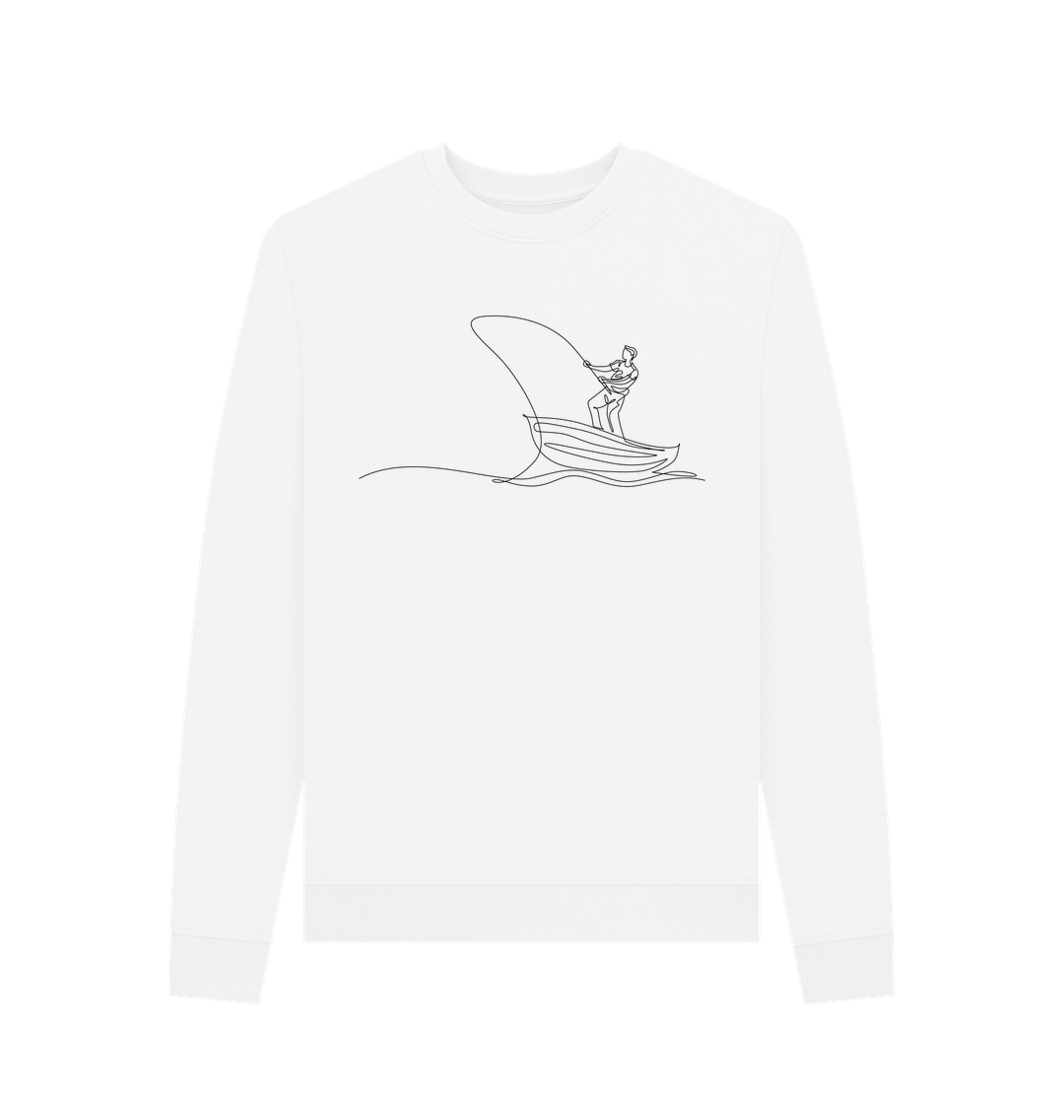 White Women's Fisherman Organic Cotton Crewneck Sweater (Black)